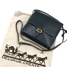 Delvaux Shoulder Bag All Leather Navy Blue D Hardware Authentic Vintage