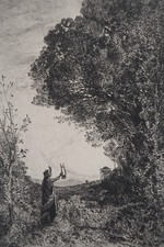 JB Camille COROT : Orphée, GRAVURE signée, Durand Ruel, 1873