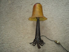 LAMPE DAUM PIED FER FORGE ART DECO NOUVEAU PATE DE VERRE ERA MULLER GALLE TULIPE