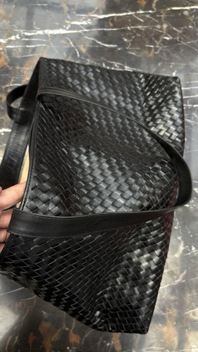 Black intrecciato leather tote - intrecciato,
