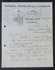 Invoice 1930 St JEAN DE LUZ Antique Furniture Basque Country Spain Illustrated 115