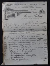 Invoice 1931 THEIL-SUR-HUISNE CITROEN MONET-GOYON Dunlop car motorcycle illustrated 120