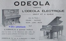 1928 ODEOLA PIANO QUEUE ET DROIT ADVERTISEMENT ERARD GAVEAU KLEIN FRENCH AD PUB