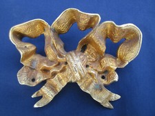 1 Fronton noeud ornement ancien laiton doré décoration meuble 8,8 x 11,5 cm