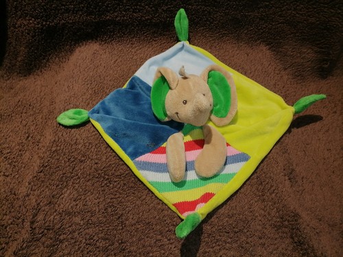 Doudou plat éléphant velours