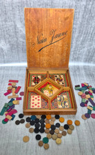 Beautiful Antique Yellow Dwarf Wooden Cardboard Tokens Vintage 1960's Decor Game