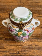 Rochard Limoges Peint Main Trinket Box Miniature Covered Amphora Floral Signed