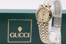 [Near MInt/Case] Gucci 9000L Two Tone White Dial Quartz Women's Watch From Japan