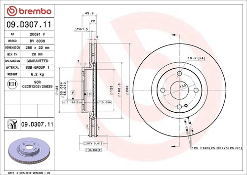Disque frein brembo - frein,