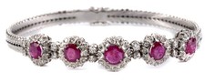 4.28ct. Vintage Bracelet 750 Gold with 5 Burma Rubies and Diamonds Ruby Bracelet