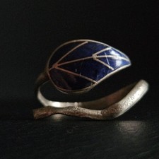 Bague liane feuille émaillage