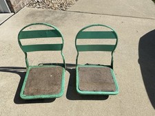 Rare- 2 Metal Green Folding Canoe Jon Boat Chair Seat Portable - Heavy