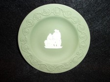 Small Petite Sized Wedgewood Sage Green & White Jasperware 4 3/8" Plate Dish
