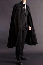 Black wool garrick wool cape coat for men and women, garrick wool Duster co
