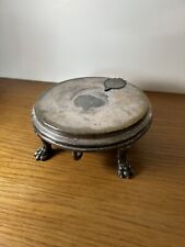 CHAUFFE PLAT MÉTAL ARGENTÉ PIEDS LION DESSOUS DE PLAT