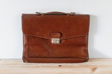Ancien Cartable en Cuir Marron Vintage Marque Française Le Tanneur 1932
