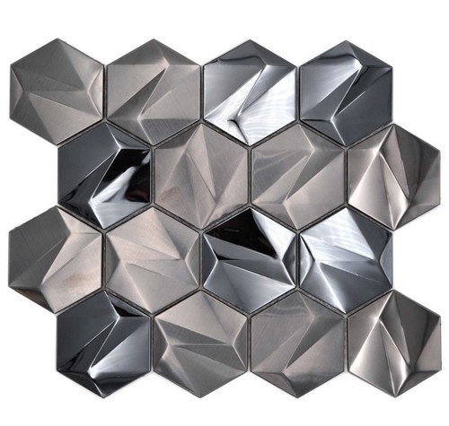Mosaïque inox hexagone - inox,