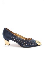 Chaussure à talons carrés Dames Escarpins T EU 39 bleu-doré style décontracté
