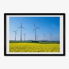 Tulup Photo Le salon 70x50cm Cadre MDF Décor Moulins à vent sur le terrain