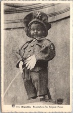 MANNEKEN PIS Brussels Belgium Comic Postcard "Brigade Piron" Military Uniform