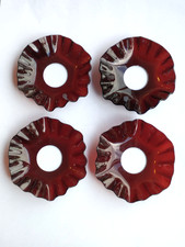 LOT DE 4 BOBÈCHES COROLLES VERRE ROUGE GRIOTTE 19EME SIÈCLE
