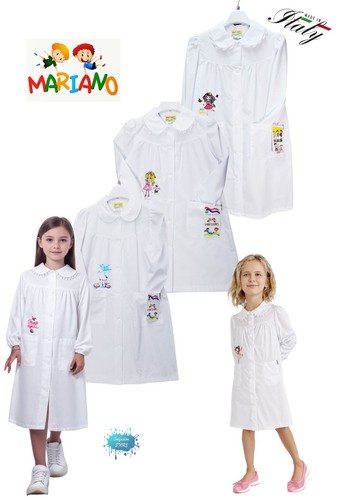 Tablier fille blanc brodé - tablier,