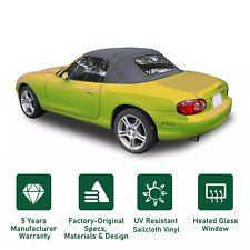 Black Convertible Soft Top w/Heated Glass Window For Mazda Miata 1990-2005 99-05