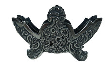 Superbe Porte-cartes Vintage en Métal Argenté Sculpté avec Poinçon 