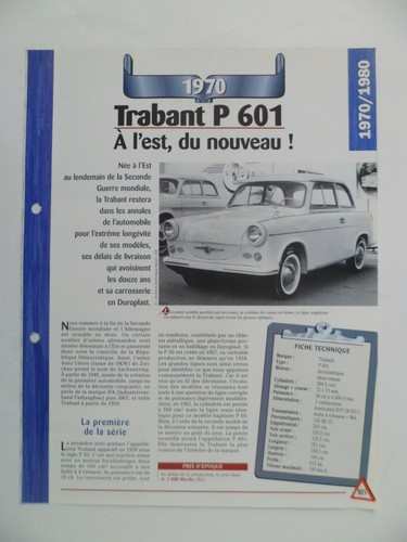 Carte fiche auto trabant - trabant, 601