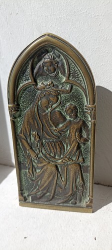 Plaque bronze vierge à - plaque, bronze,