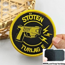 Écusson Brodé Taser Électrochoc STÖTEN Police Sécurité Suède Militaire 8.1cm
