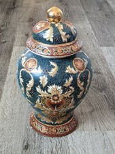 Handmade Vintage Asian Cobalt Vase Porcelain Hand Painted