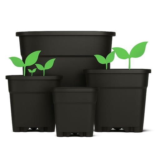 Pot fleurs carré noir pour - de,