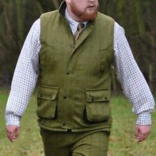 Mens Game Derby Dark Tweed Gilet Teflon Coated Hunting Country Waistcoat - BUTE