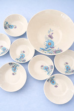 Service dessert fleurs vintage