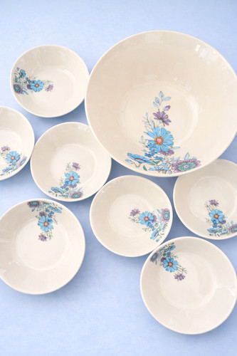 Service dessert fleurs - , vintage