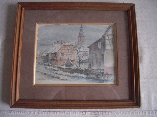 Aquarelle village alsacien - village,