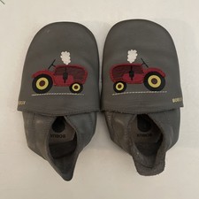 Bobux Infant Moccasin Shoes Size L, 15-27 months, Gray Leather Tractor