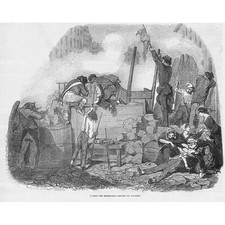 FRANCE Insurrection in Paris Behind the Barricade - Antique Print 1848