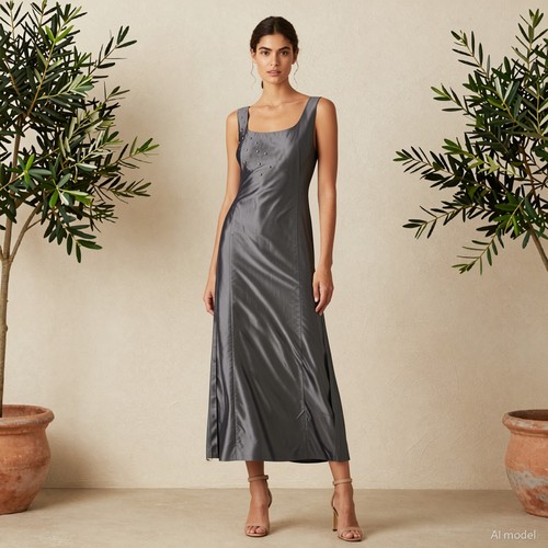 Soirée glam robe longue grise - glam,