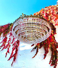 19 x 10" Antique Tiered Crystal Chandelier, Bronze, Semi Flush Mount, 4 Lights