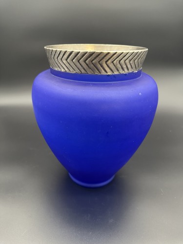 Vase verre bleu cobalt mat - verre,