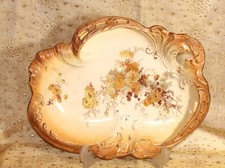 LARGE ANTIQUE CERAMIC BAVARIAN GERMAN EURO ROCOCO SERVING or FRUIT DISH