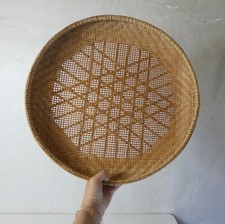 grand plateau rond en rotin