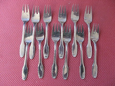 ++"533.23" 12 SMALL STAINLESS STEEL DESSERT FORKS VERY GOOD CONDITION