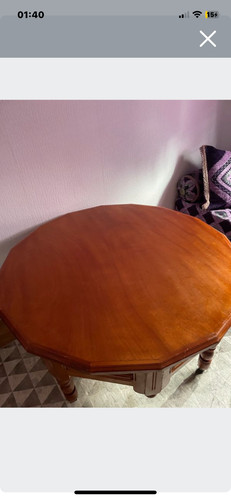 Table ronde bois oriental - table,
