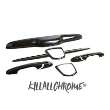 ABARTH 500 KIT HANDLES WHISKERS BOOT HANDLE REAR BADGE 595 DECHROME GLOSS BLACK 