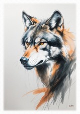 Tableau - création originale - Portrait animaux - Loup