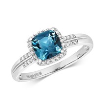 Bague Solitaire Femme Pavage Or Blanc 9 k/carat et Diamant 0.10 Carat