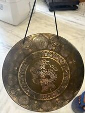 20″ Dragon Engraved Wind Gong–Handmade Temple Gong from Nepal Large Meditation